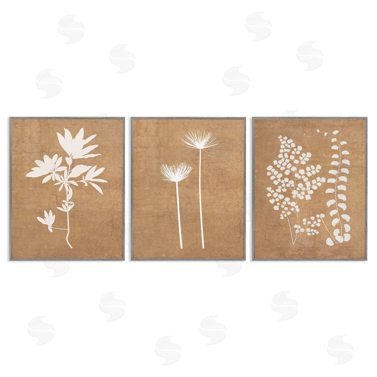 Graffitee Studios Nature Botanical Silhouettes Gray Framed Giclee Wall Art Print