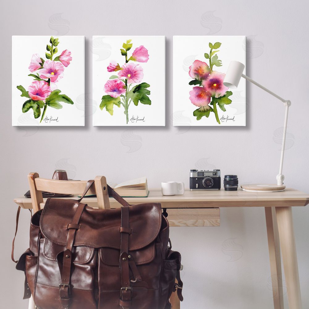 Alexandria Gilbert Kincaid Pink Flower Watercolors Canvas Wall Art Print in Room
