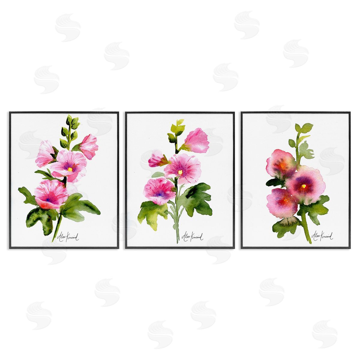 Alexandria Gilbert Kincaid Pink Flower Watercolors Black Framed Giclee Wall Art Print