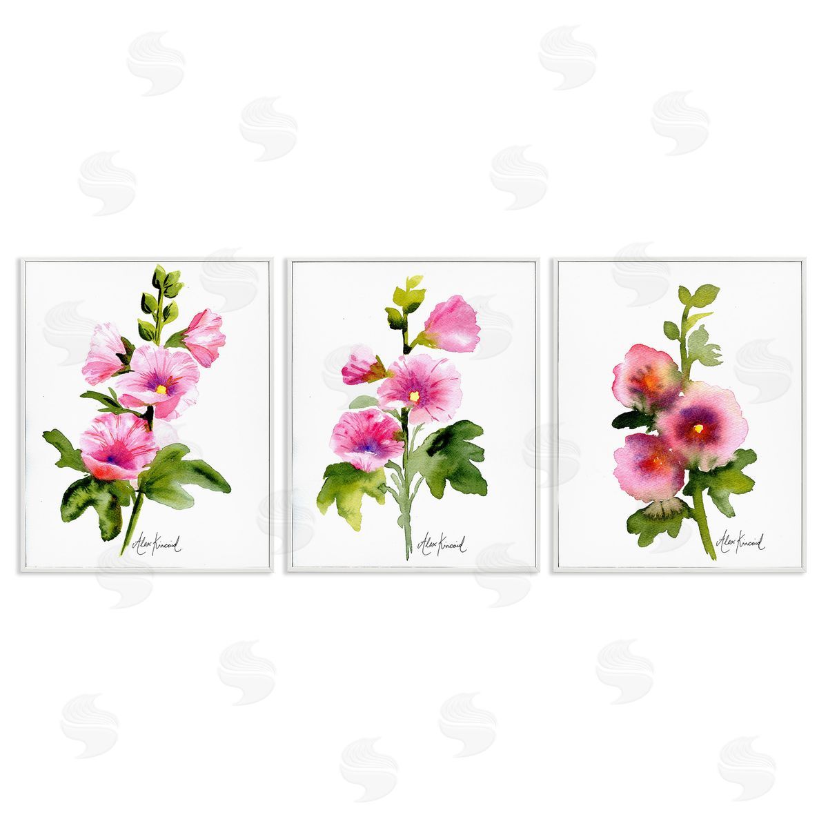Alexandria Gilbert Kincaid Pink Flower Watercolors White Framed Giclee Wall Art Print