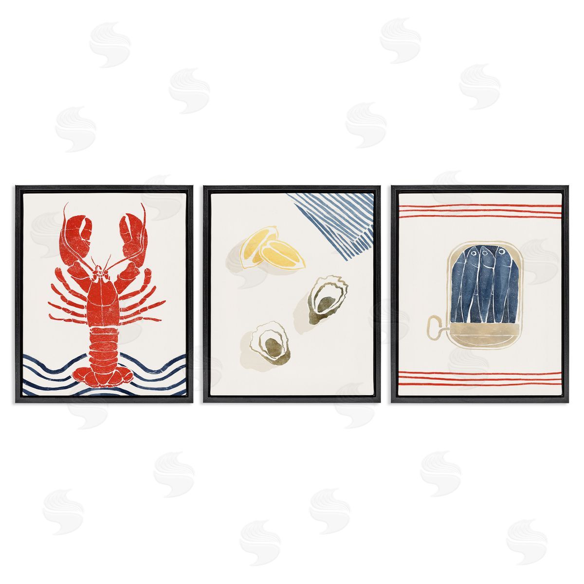 Yuyu Pont Abstract Ocean Life Black Floating Frame Canvas Wall Art Print