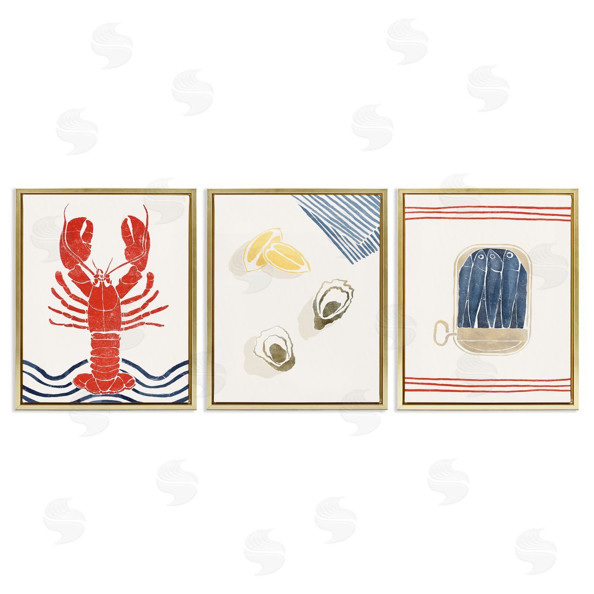Yuyu Pont Abstract Ocean Life Gold Floating Frame Canvas Wall Art Print