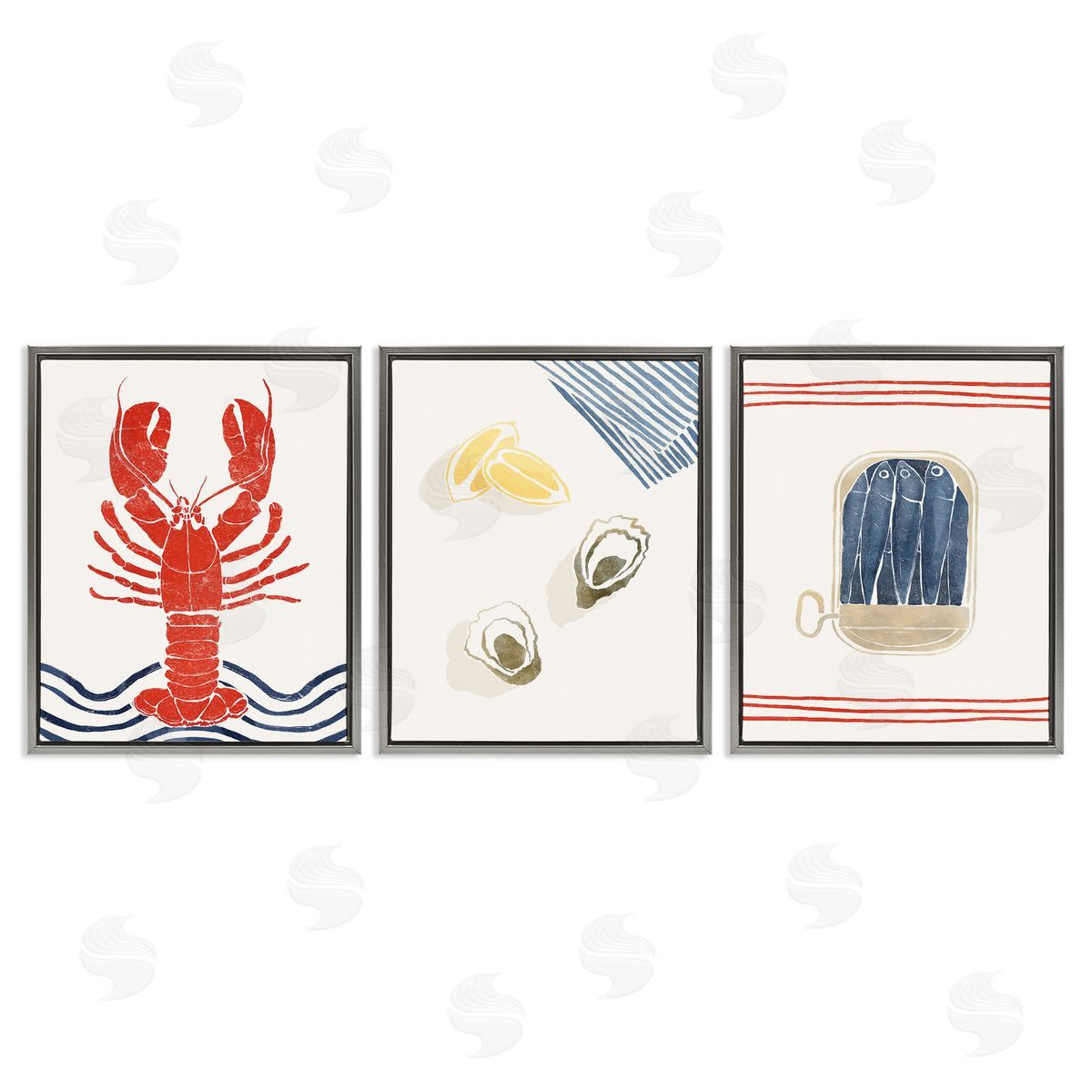 Yuyu Pont Abstract Ocean Life Gray Floating Frame Canvas Wall Art Print