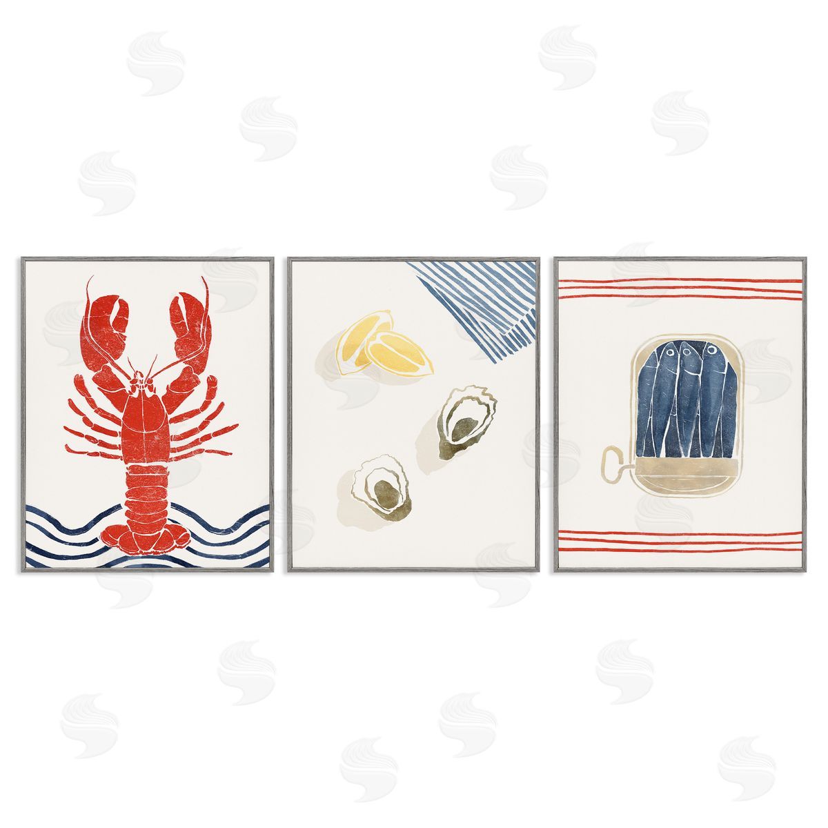 Yuyu Pont Abstract Ocean Life Gray Framed Giclee Wall Art Print