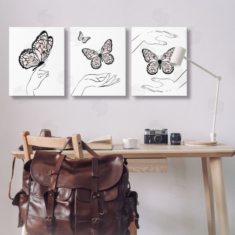 Martina Pavlova Hands with Butterflies Canvas Wall Art Print in Room