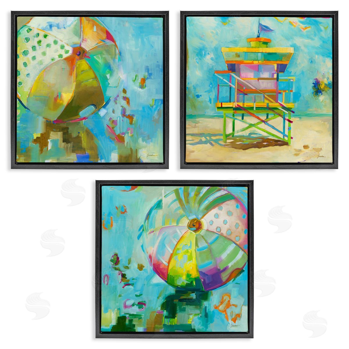 Liz Jardine Abstract Beach Scenes Black Floating Frame Canvas Wall Art Print