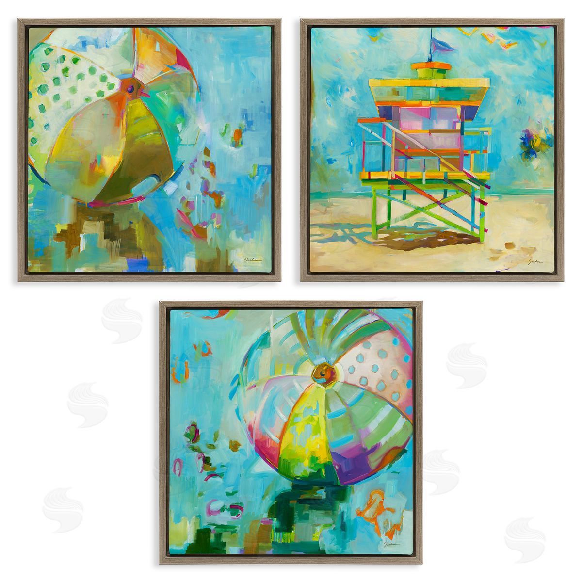Liz Jardine Abstract Beach Scenes Brown Floating Frame Canvas Wall Art Print