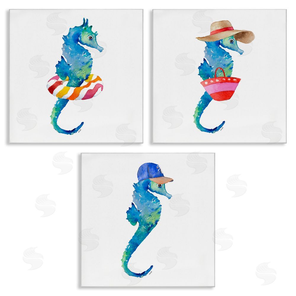 Lanie Loreth Fun Beach Ready Seahorses Canvas Wall Art Print