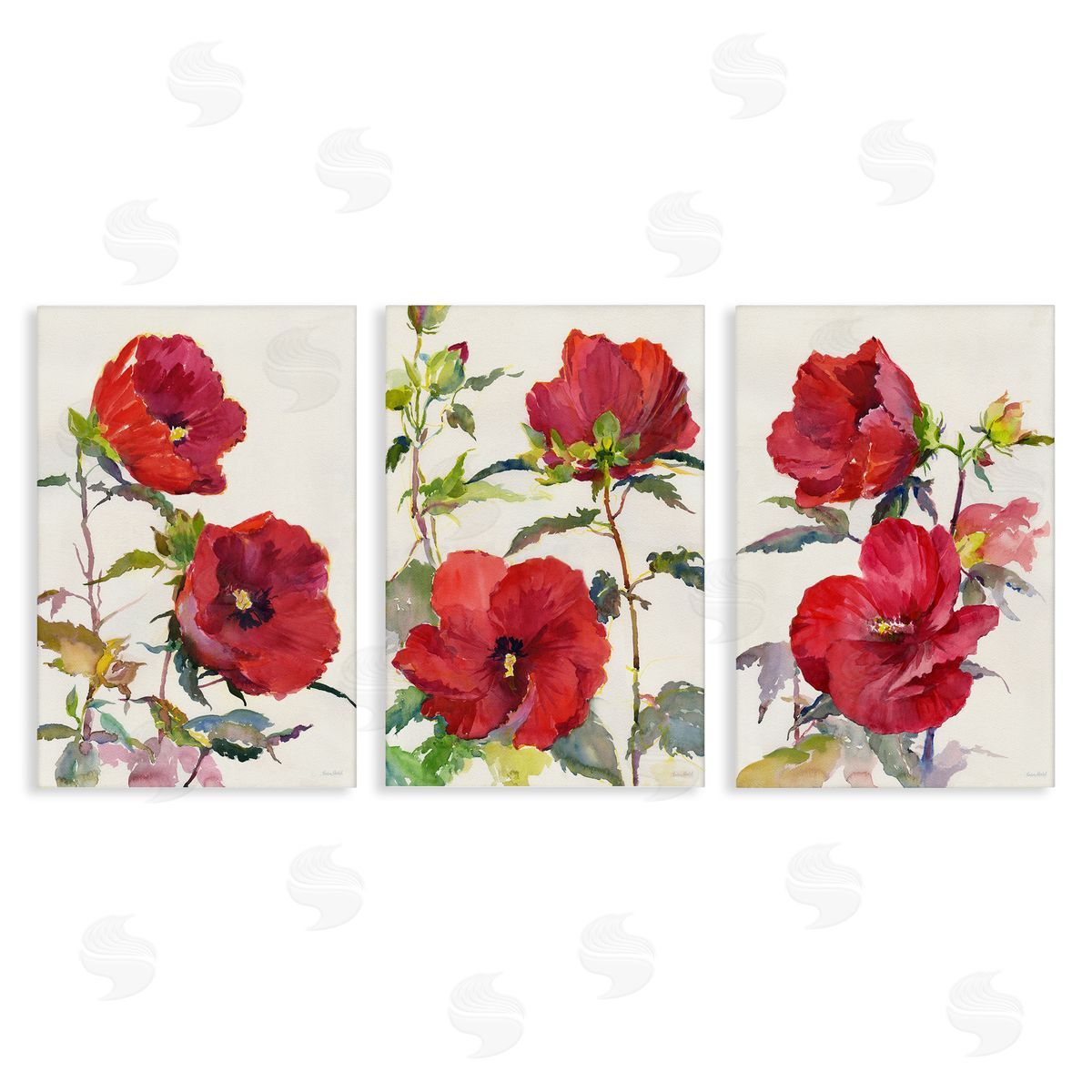 Traditional Red Poppies Canvas Wall Art, Home Decor by Theresa Troise Heidel