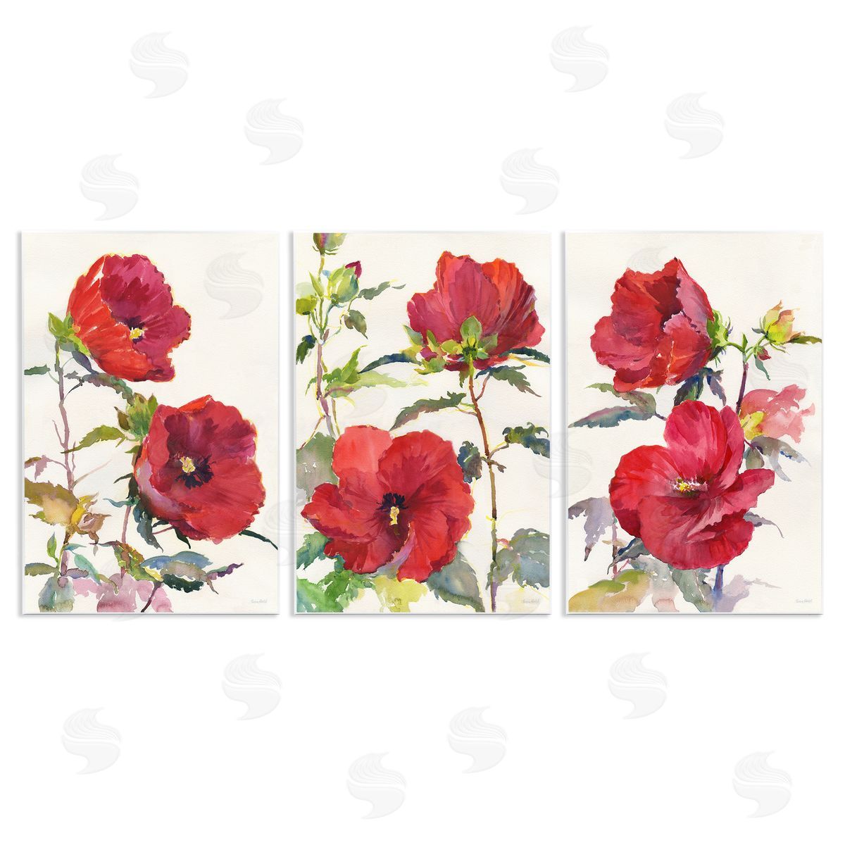 Traditional Red Poppies Wood Plaque Wall Art, Home Decor by Theresa Troise Heidel