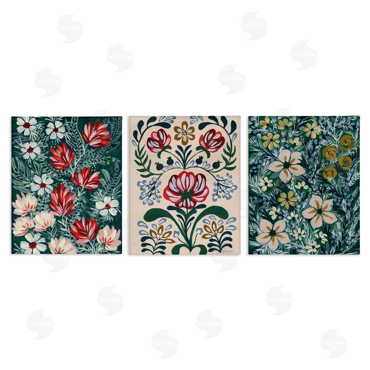 Boho Folksy Florals Canvas Wall Art, Home Decor by Yvette St. Amant