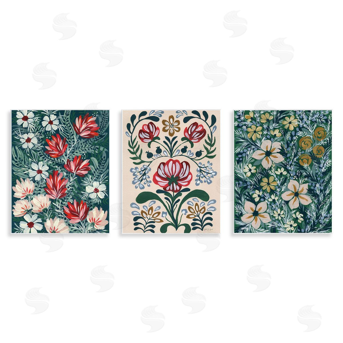 Boho Folksy Florals Wood Plaque Wall Art, Home Decor by Yvette St. Amant