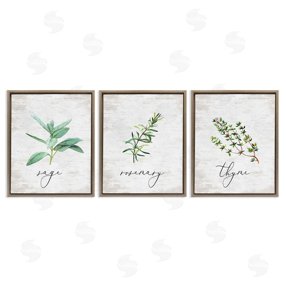 Charming Summer Kitchen Herbs Brown Floating Frame Canvas Wall Art, Home Decor by Lettered and Lined