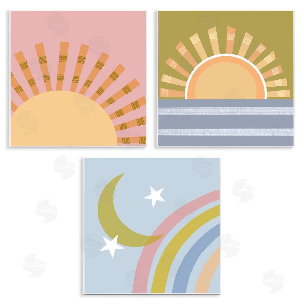Tina Finn Rising Sun & Moon Wooden Wall Plaque Art Print