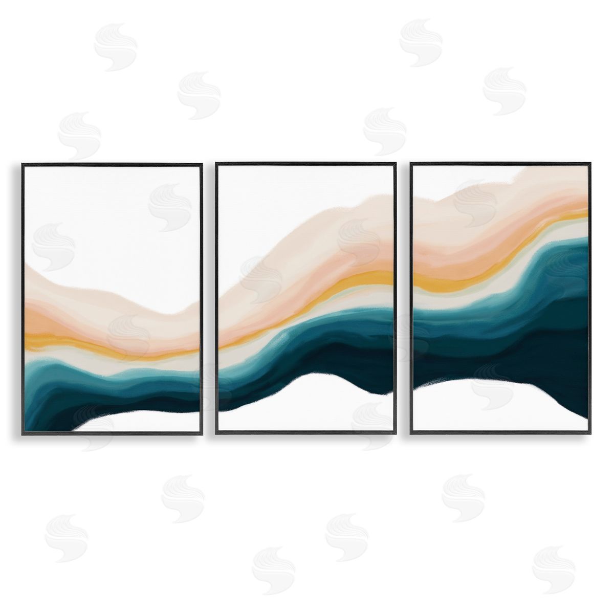 Fluid Peach Swirl Black Frame Print Wall Art, Home Decor by JJ Design House, LLC