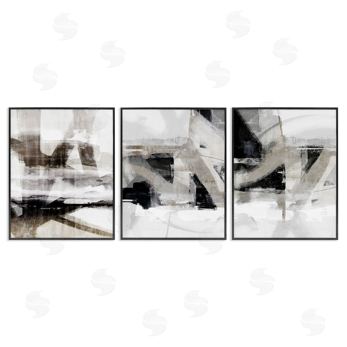 Industrial Streaked Composition Black Frame Print Wall Art, Home Decor by Nina Blue