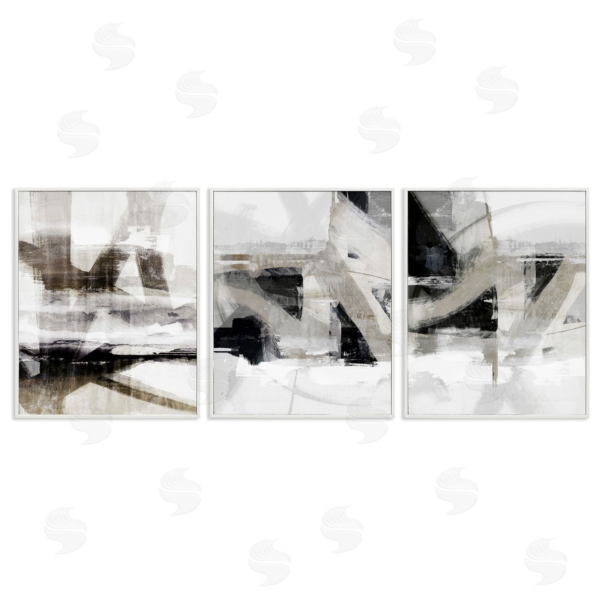 Industrial Streaked Composition White Frame Print Wall Art, Home Decor by Nina Blue