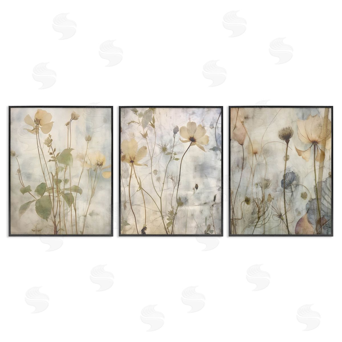 Soft Blooming Botanicals Black Frame Print Wall Art, Home Decor by Lettered and Lined