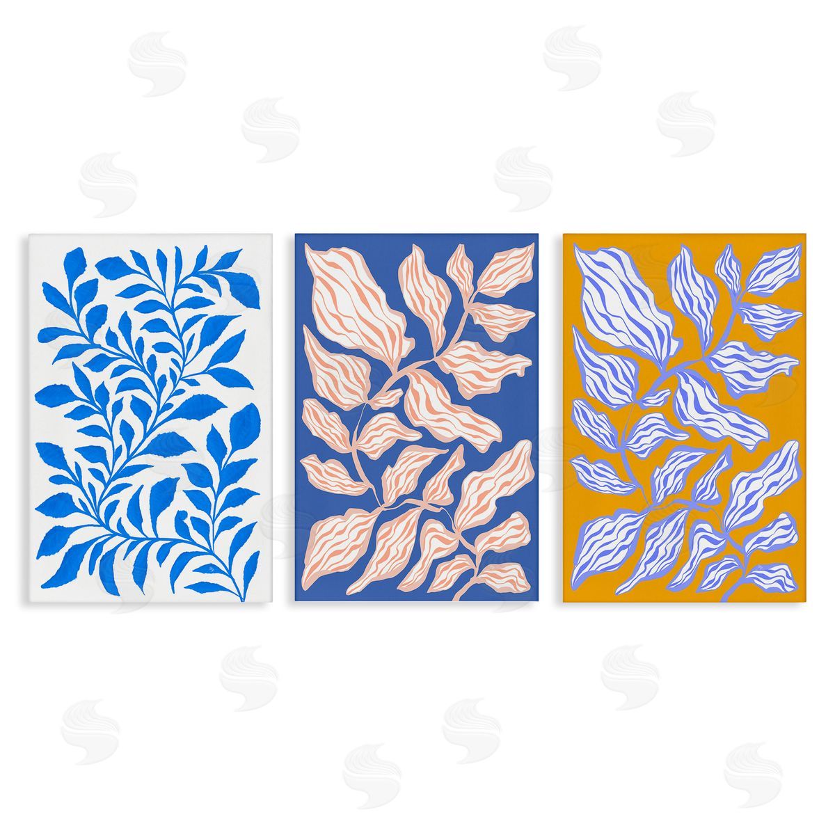 Boho Leaf Patterns Canvas Wall Art, Home Decor by Martina Pavlova