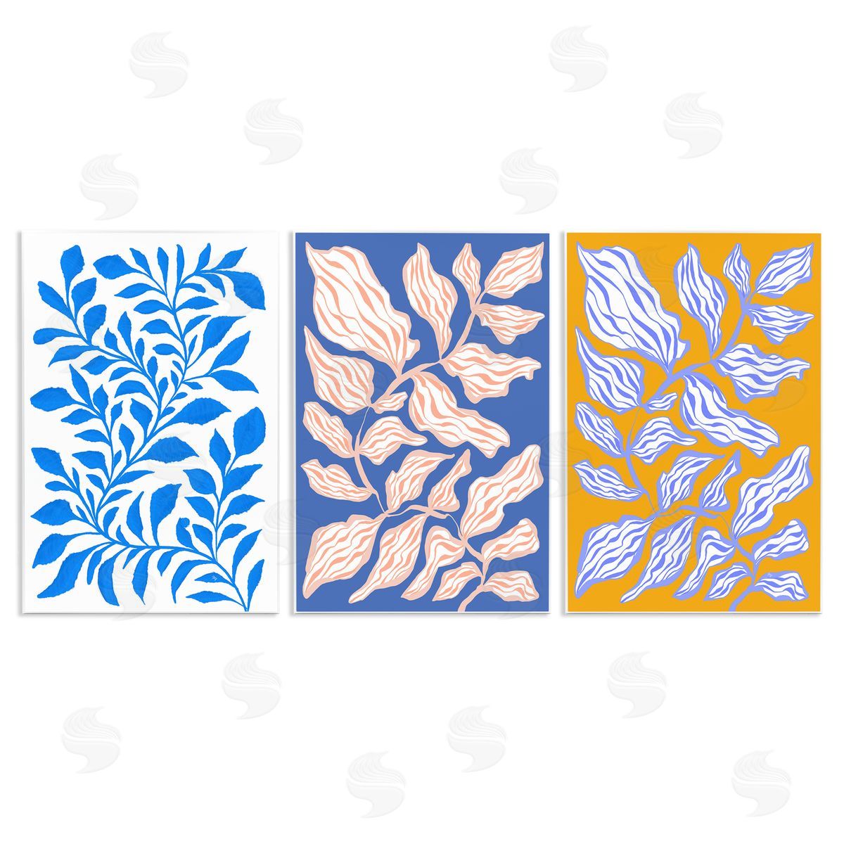 Boho Leaf Patterns Wood Plaque Wall Art, Home Decor by Martina Pavlova