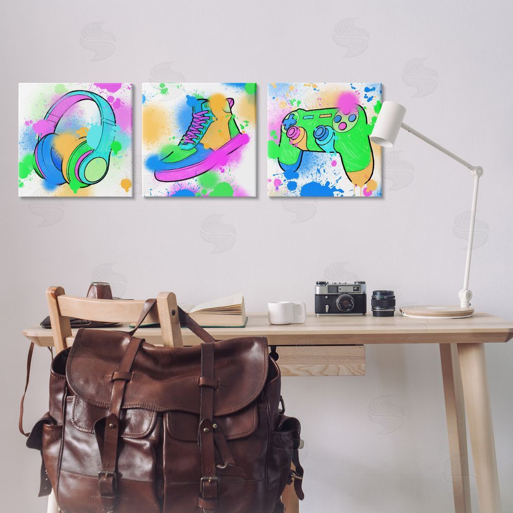 Marcus Prime Urban Gaming & Sneakers Canvas Wall Art Print in Room