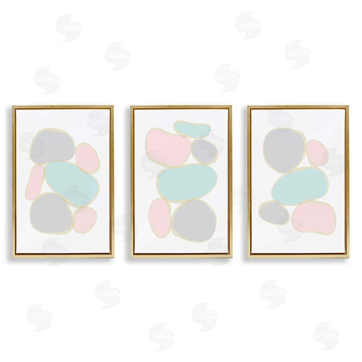 Pastel Stones on White Gold Floating Frame Canvas Wall Art, Home Decor by Martina Pavlova