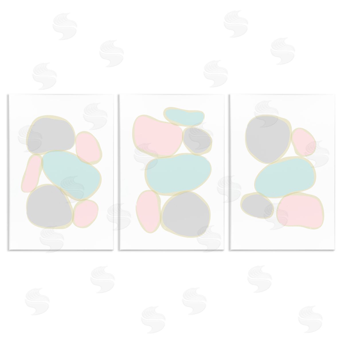 Pastel Stones on White Wood Plaque Wall Art, Home Decor by Martina Pavlova