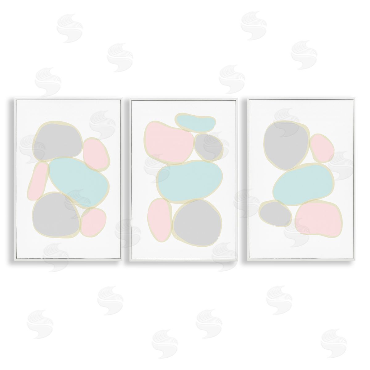 Pastel Stones on White White Frame Print Wall Art, Home Decor by Martina Pavlova