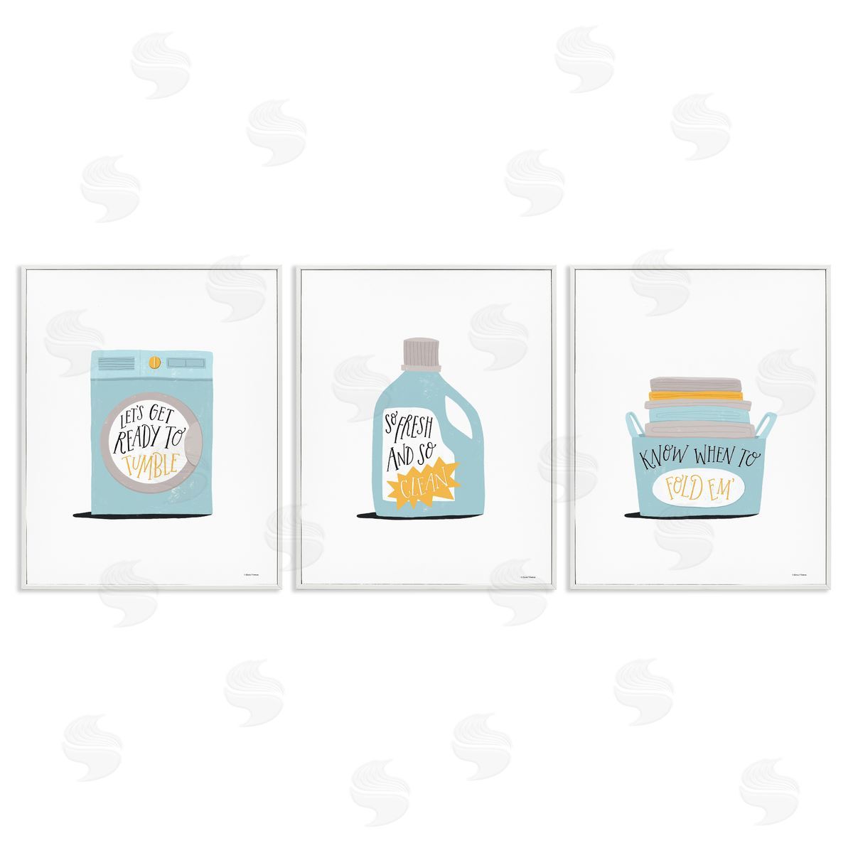 Minimal Laundry Phrases White Frame Print Wall Art, Home Decor by Rachel Nieman