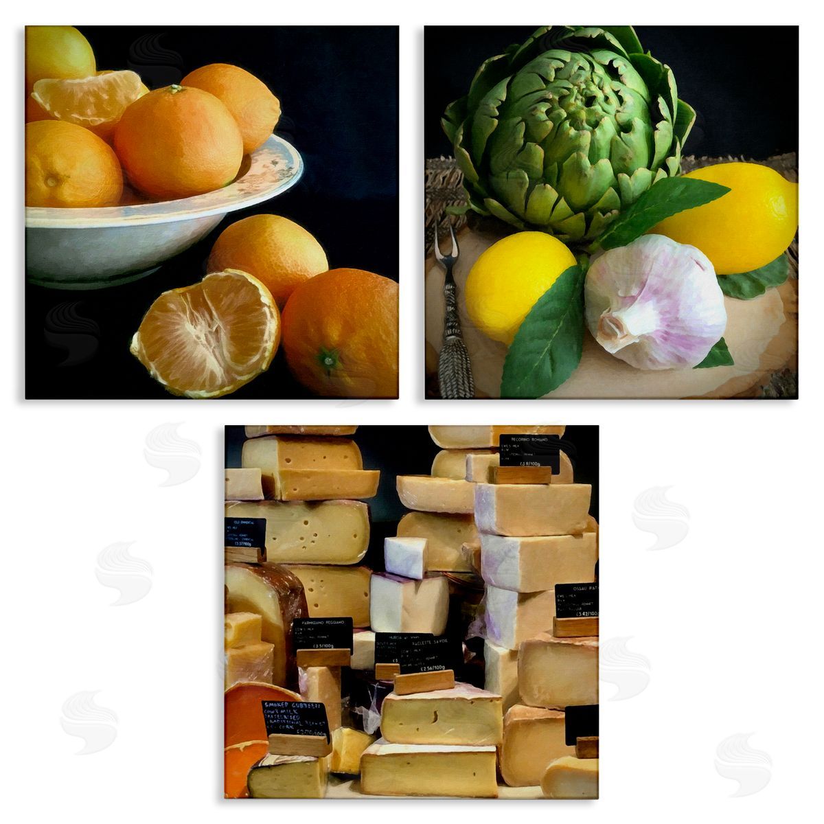 Vegetables & Cheeses Still Lifes Canvas Wall Art, Home Decor by Graffi*tee Studios
