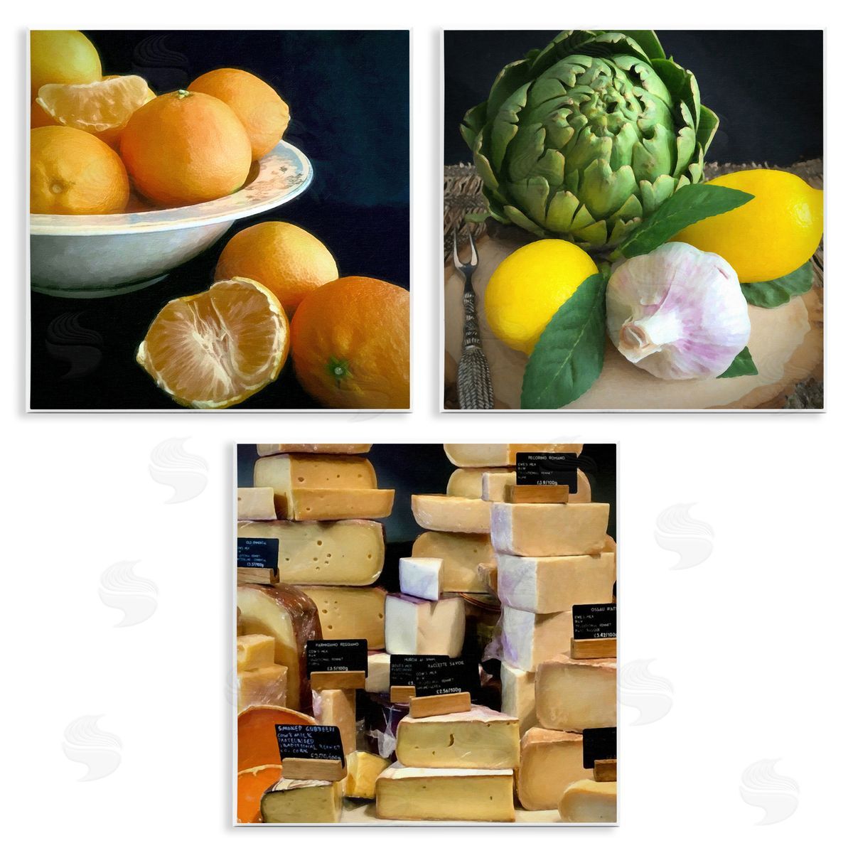 Vegetables & Cheeses Still Lifes Wood Plaque Wall Art, Home Decor by Graffi*tee Studios