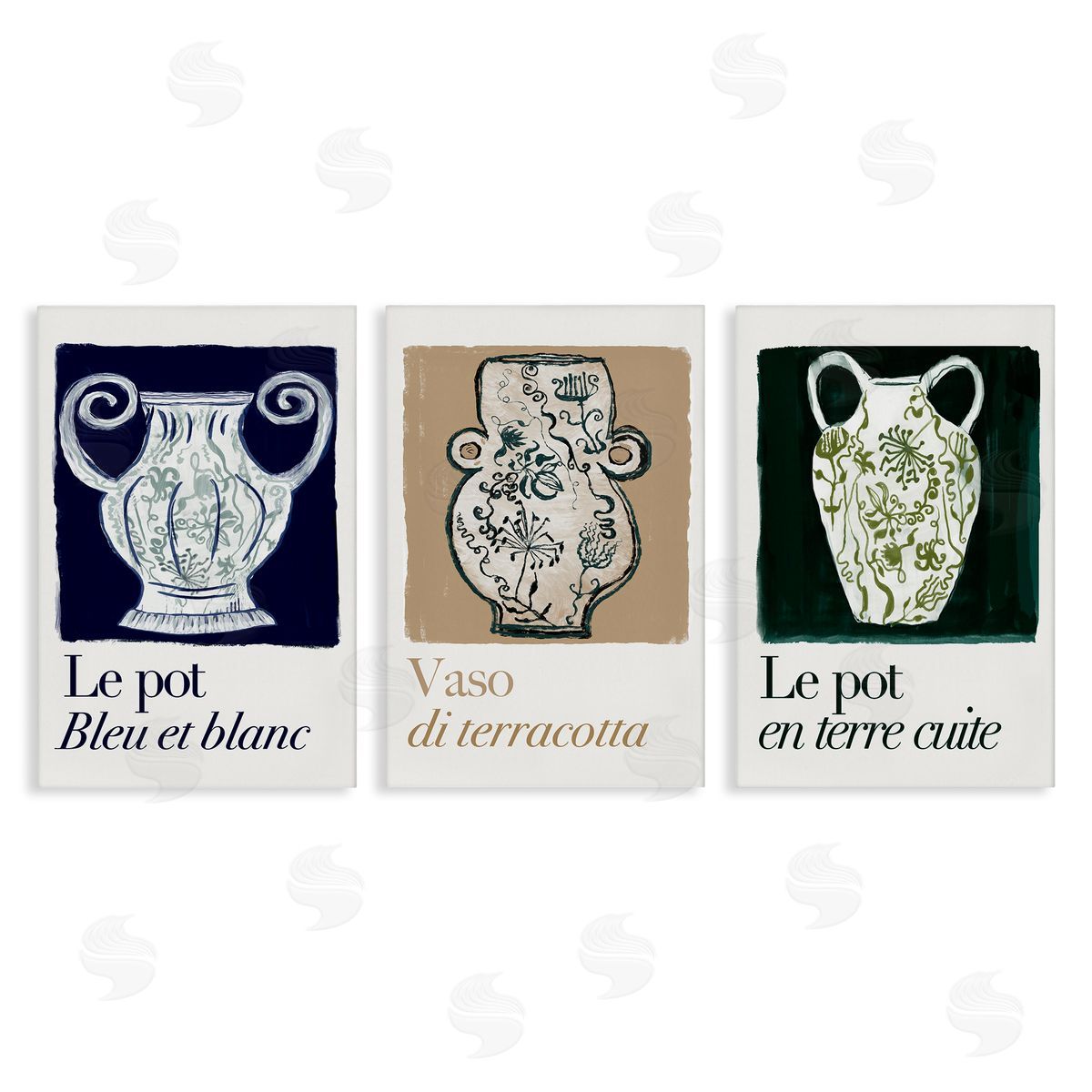French Floral Vases Canvas Wall Art, Home Decor by cartissi
