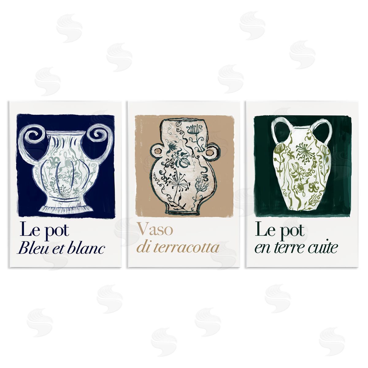 French Floral Vases Wood Plaque Wall Art, Home Decor by cartissi