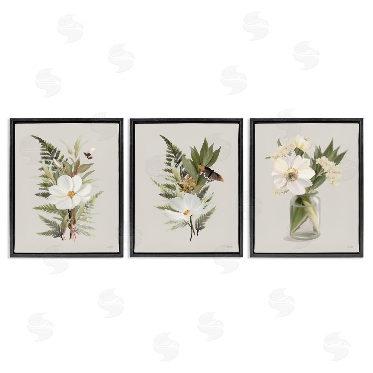 Country Magnolia Bundles Black Floating Frame Canvas Wall Art, Home Decor by House Fenway