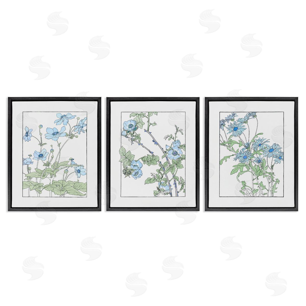 CAD Designs Wild Blooms with Detailed Outlines Canvas Wall Art Print