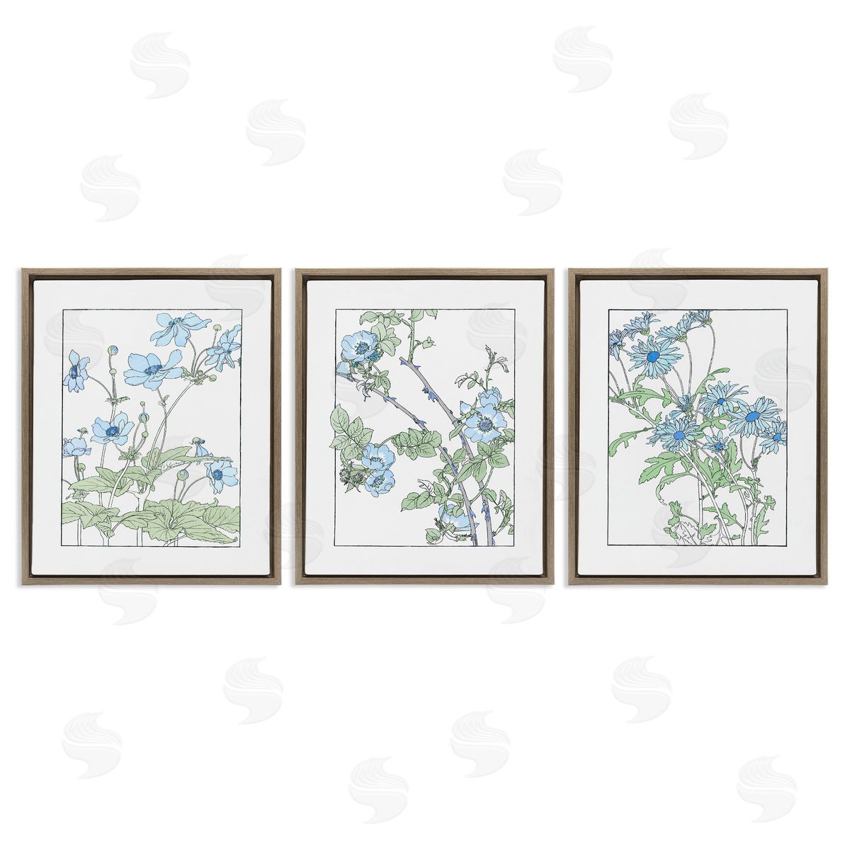 CAD Designs Wild Blooms with Detailed Outlines Canvas Wall Art Print