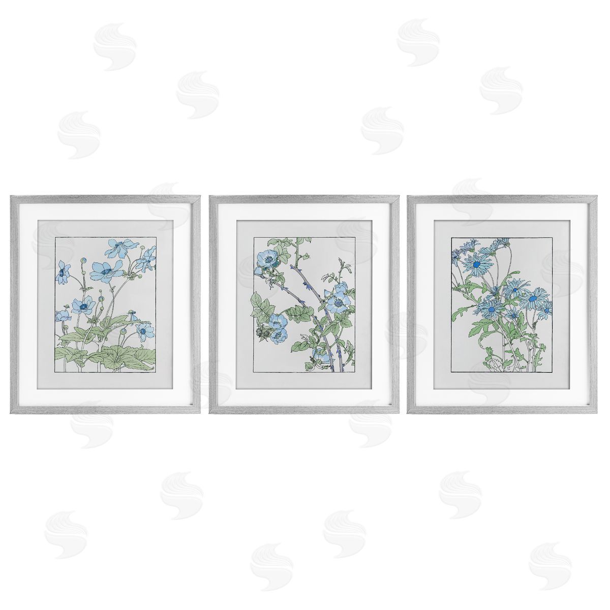 CAD Designs Wild Blooms with Detailed Outlines Canvas Wall Art Print