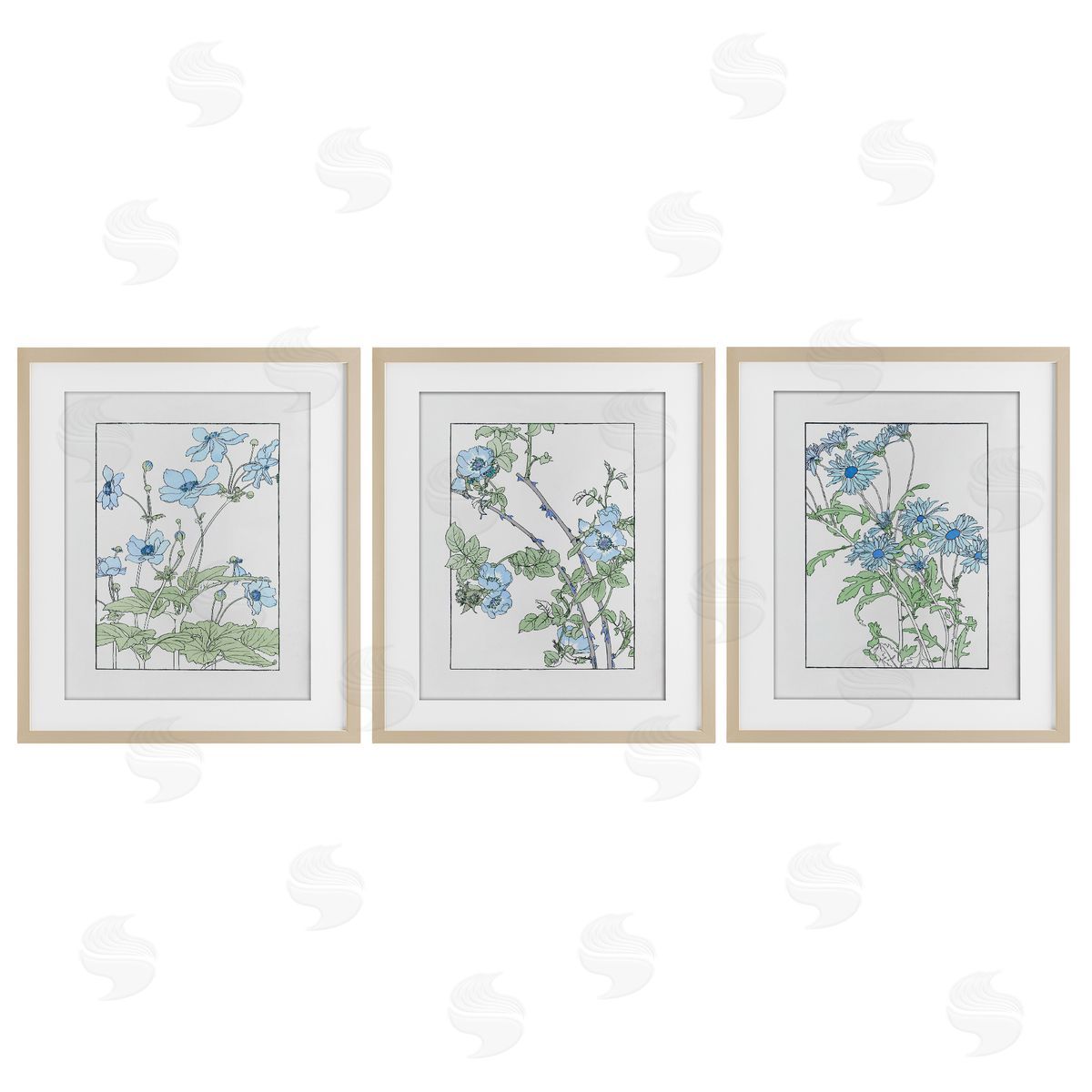CAD Designs Wild Blooms with Detailed Outlines Canvas Wall Art Print