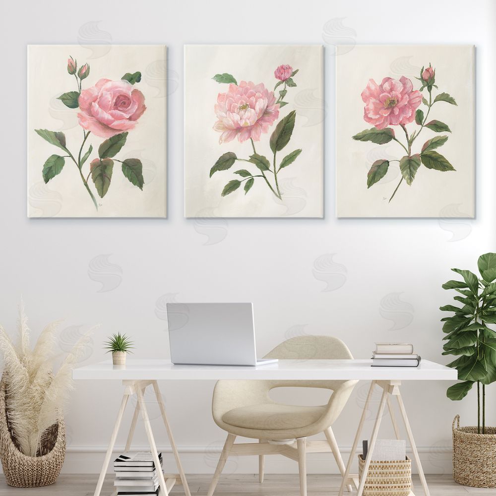 Nan Pink Rosie Rose Florals Printed Wall Art Set in Room