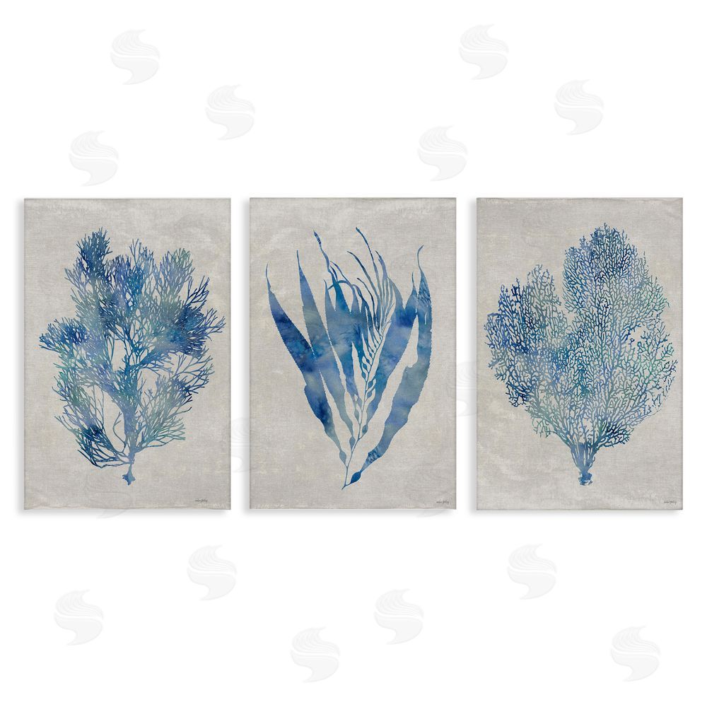 Amber Sterling Silhouette Seaweed Sprigs Canvas Wall Art Print