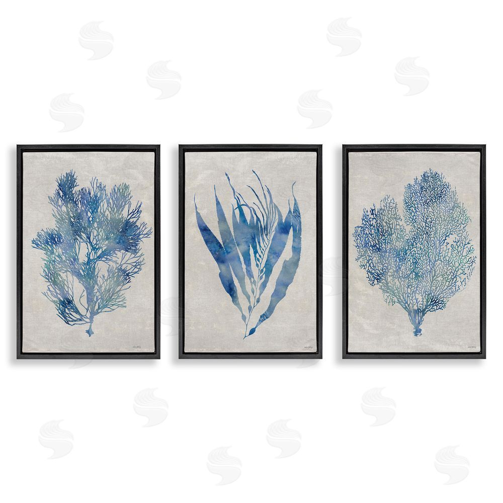 Amber Sterling Silhouette Seaweed Sprigs Black Floating Frame Canvas Wall Art Print