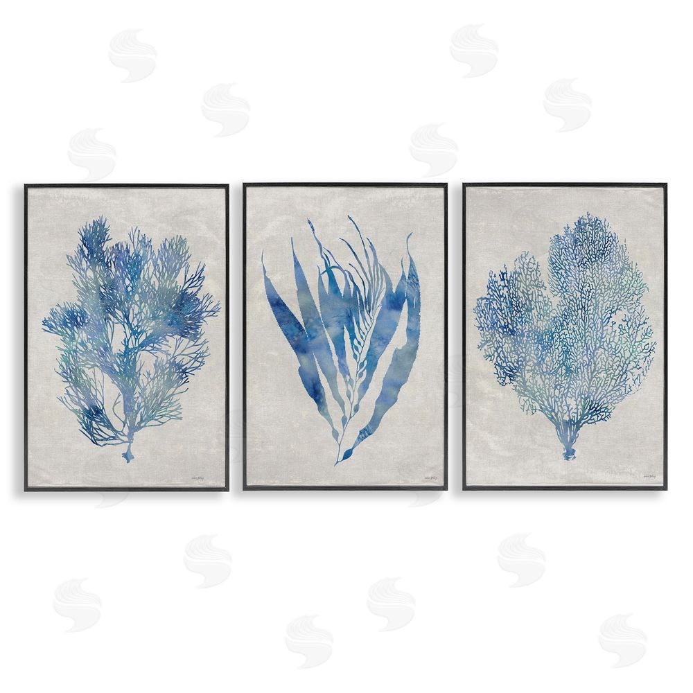 Amber Sterling Silhouette Seaweed Sprigs Black Framed Giclee Wall Art Print