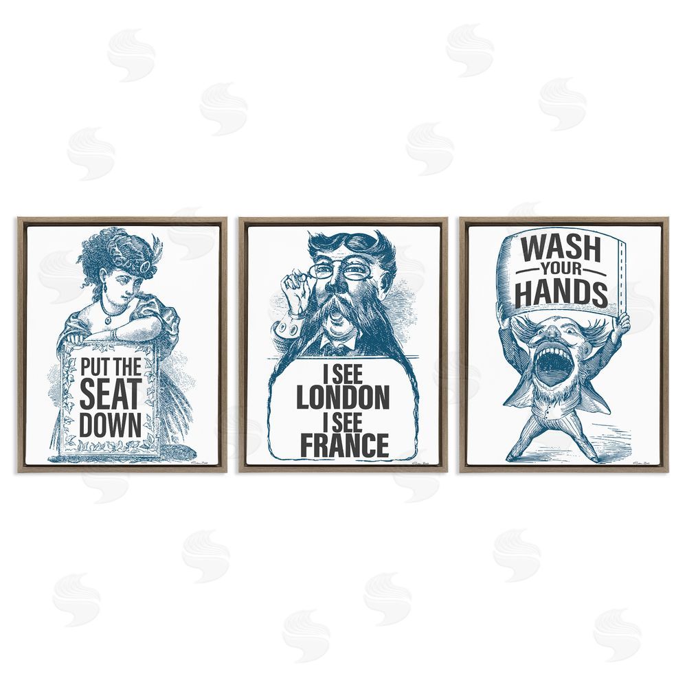 Susan Ball Vintage Hygiene Reminders Brown Floating Frame Canvas Wall Art Print