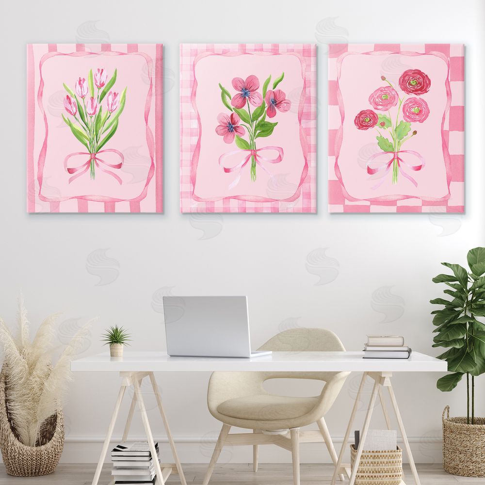 Nina Jacobs Pretty & Sweet Bordered Flowers Stretched Canvas Wall Art Print in Room