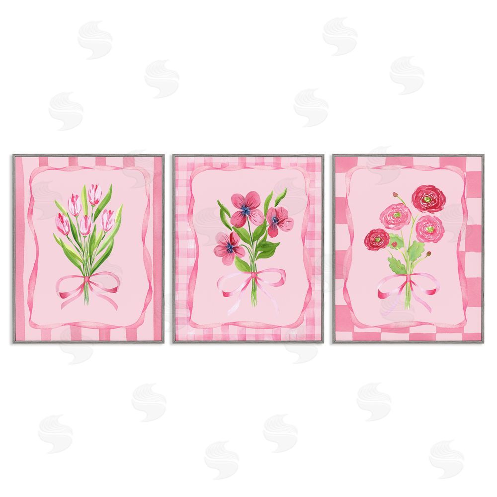 Nina Jacobs Pretty & Sweet Bordered Flowers Gray Framed Giclee Print Wall Art