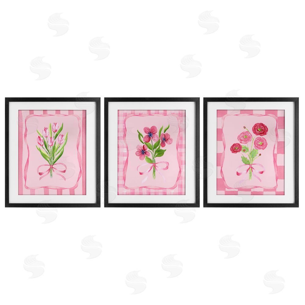 Nina Jacobs Pretty & Sweet Bordered Flowers Black Framed Print Under Glass Wall Art
