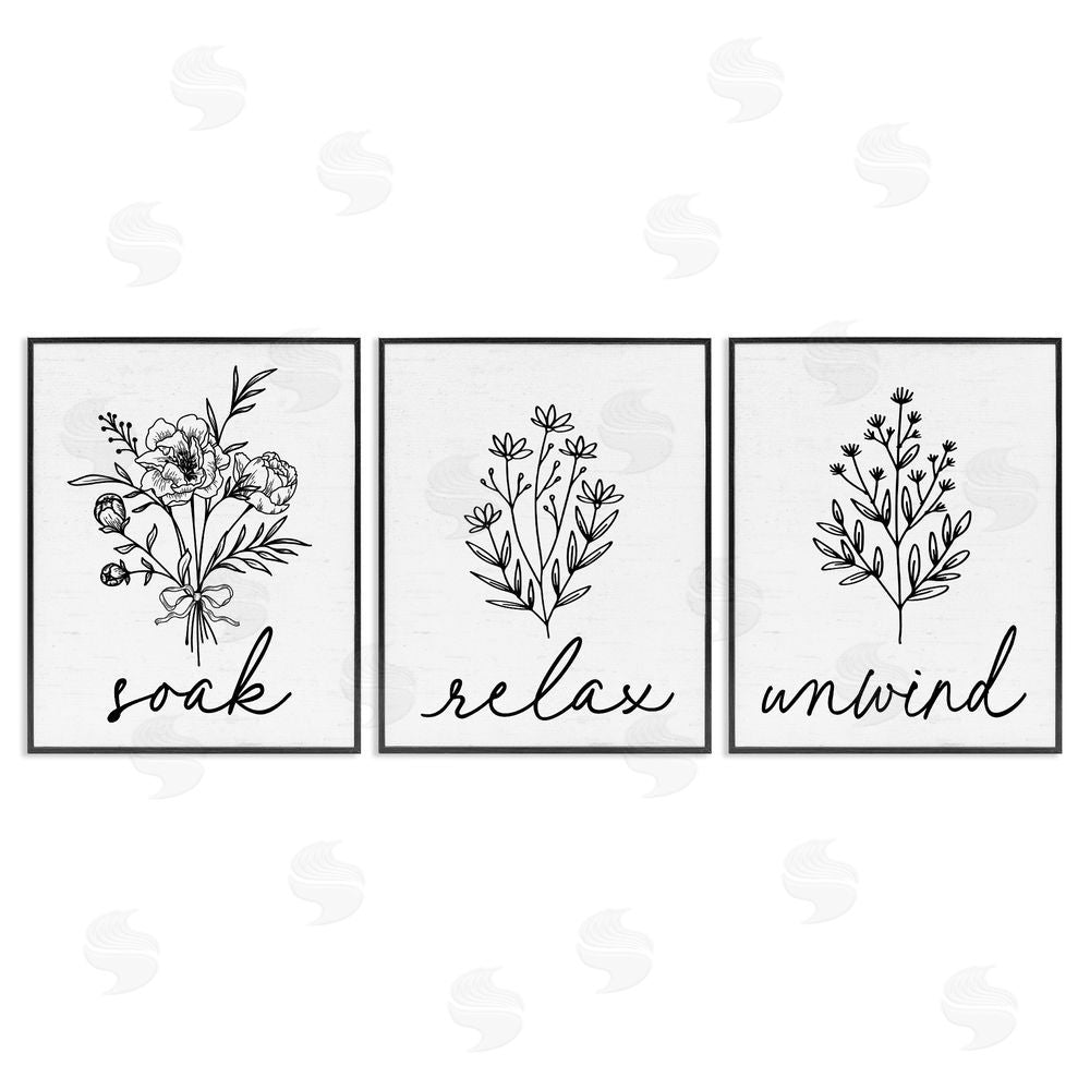 Lettered and Lined Bathroom Herbs for Relaxation Black Framed Giclee Print Wall Art