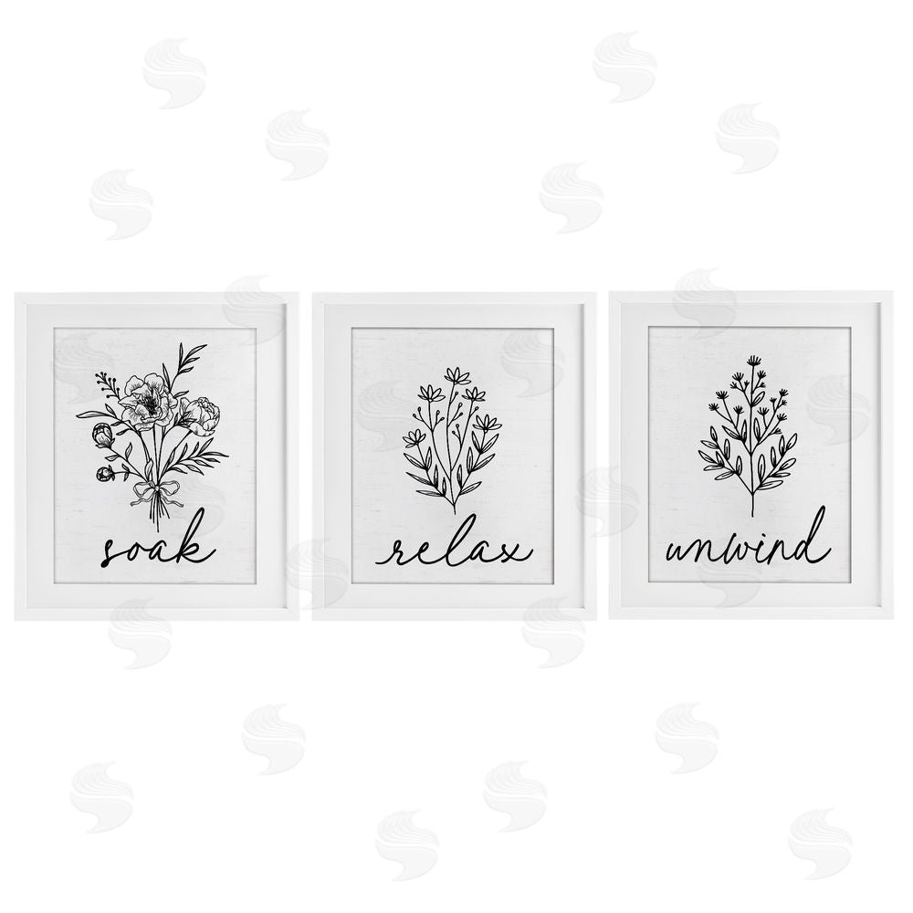 Lettered and Lined Bathroom Herbs for Relaxation White Framed Print Under Glass Wall Art