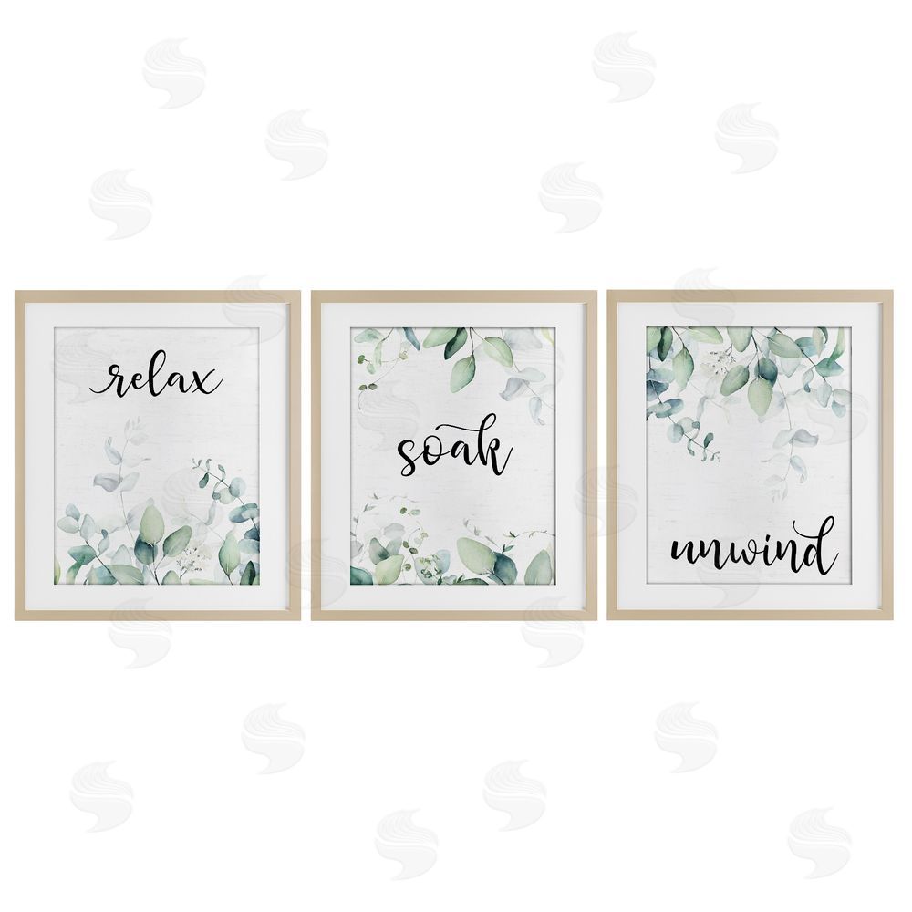 Lettered and Lined Leafy Bathroom Herbs Brown Framed Print Under Glass Wall Art