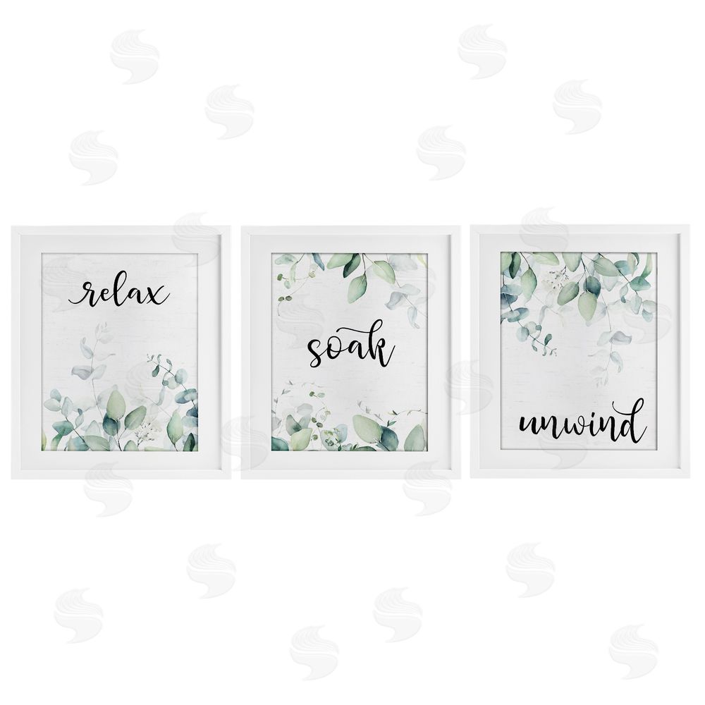 Lettered and Lined Leafy Bathroom Herbs White Framed Print Under Glass Wall Art